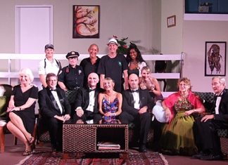 The Pattaya Players cast for their production of Neil Simon’s play “Rumors” pose for a group photo.